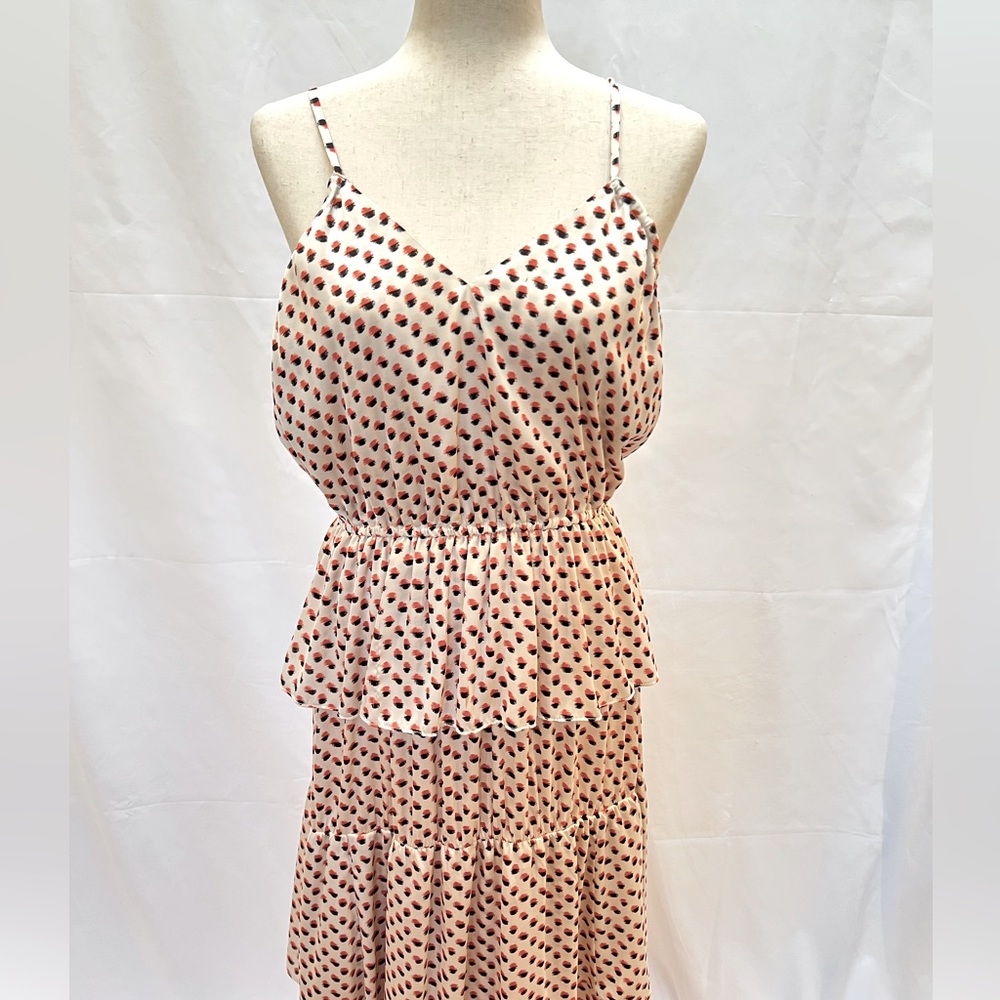 Dot print H&M spaghetti strap tiered maxi dress size 8